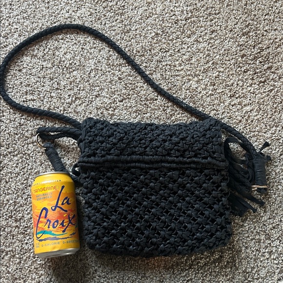 Black Woven Fringe Shoulder Bag - Picture 10 of 10